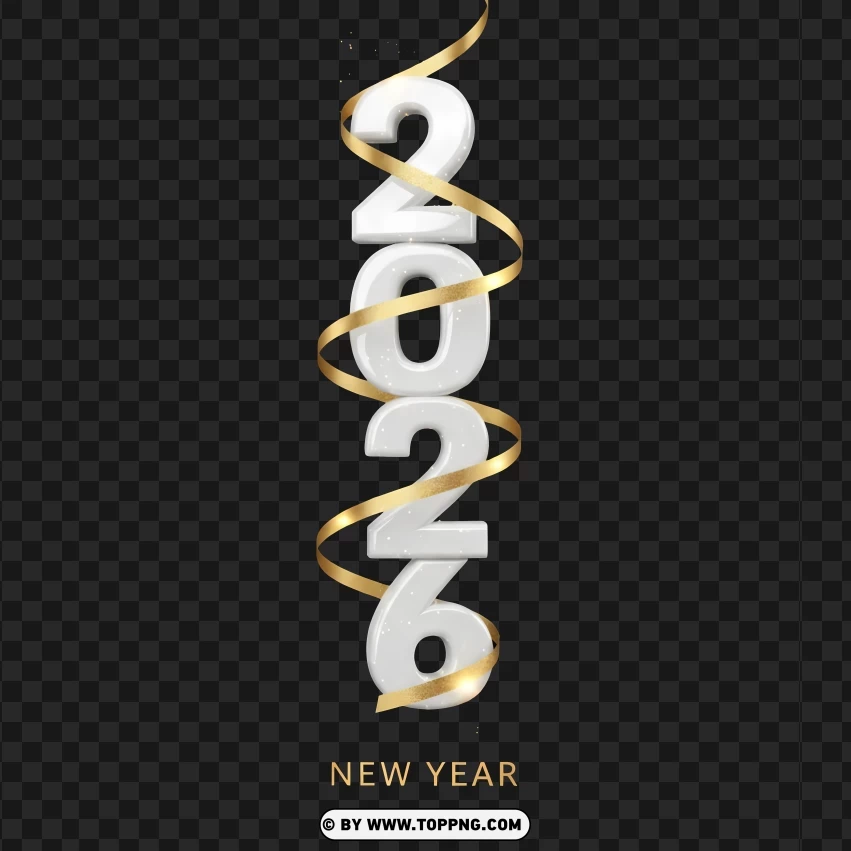 Stacked Vertical 2026 New Year Design PNG Transparent Background