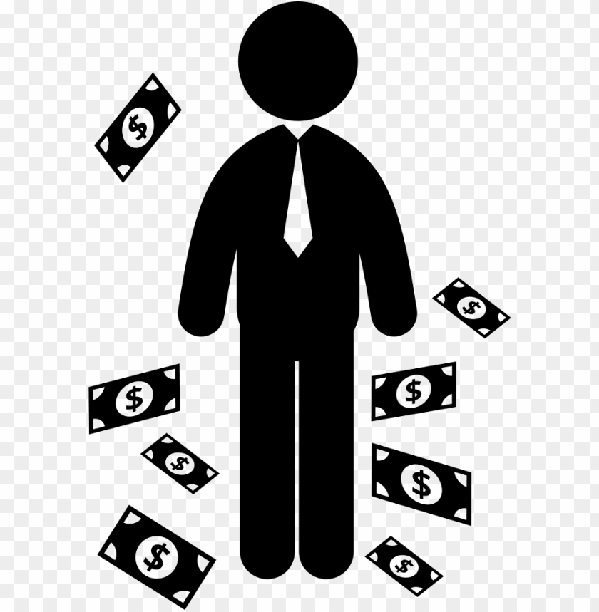 Download Standing Businessman With Money Bills Around Svg Icon Png Free Png Images Toppng