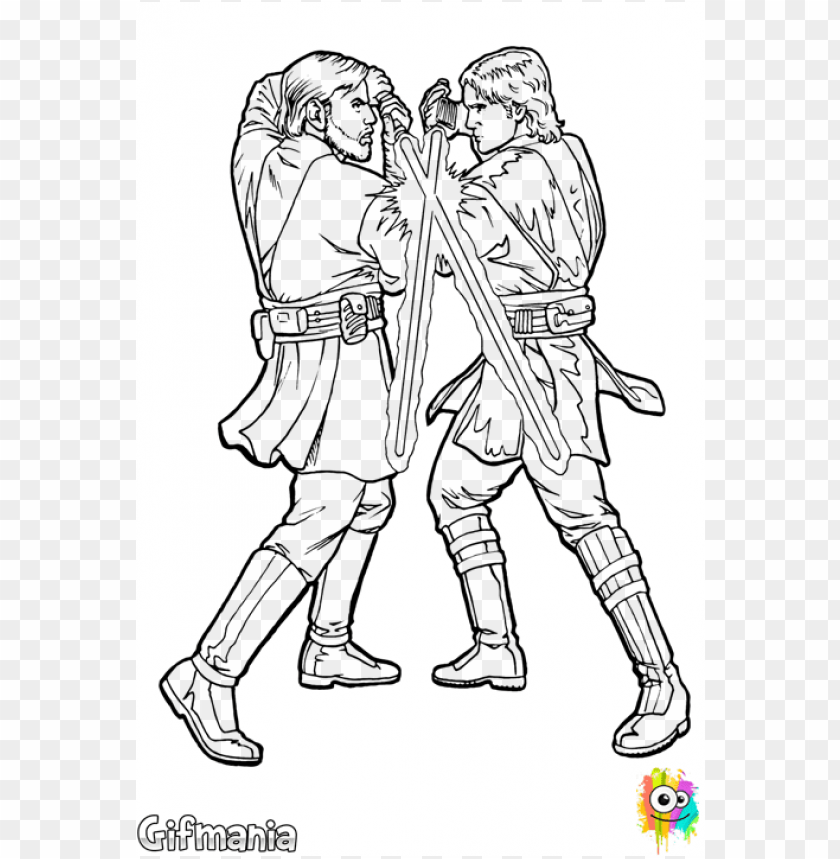 Star Wars Anakin Vs Obi Wan Coloring Pages Star Wars Coloring Pages Obi Wan Vs Anaki Png Image With Transparent Background Toppng