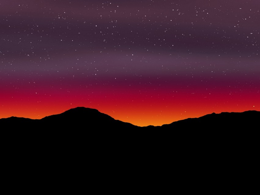 Starry Sky Mountains Art Dark Png - Free PNG Images