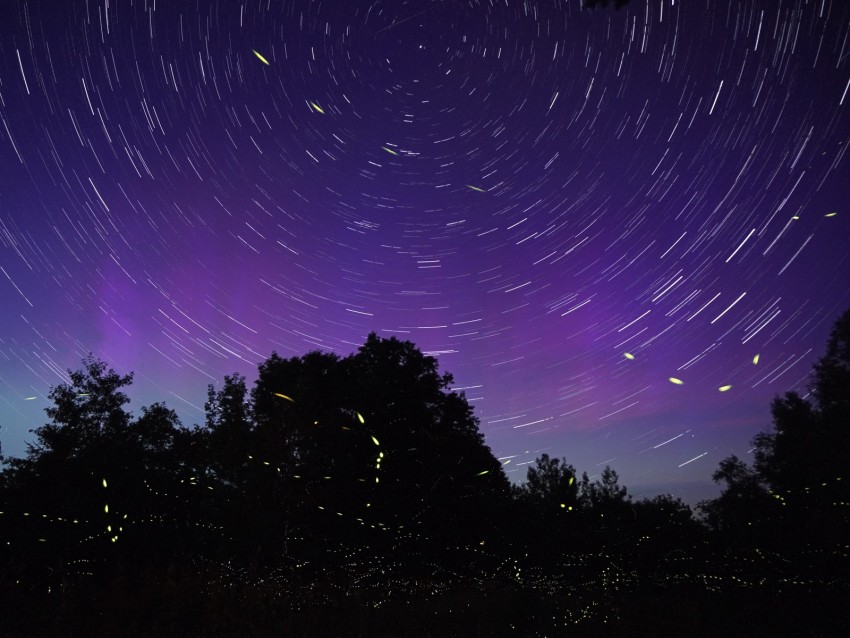 starry sky, night, blur, motion, long exposure