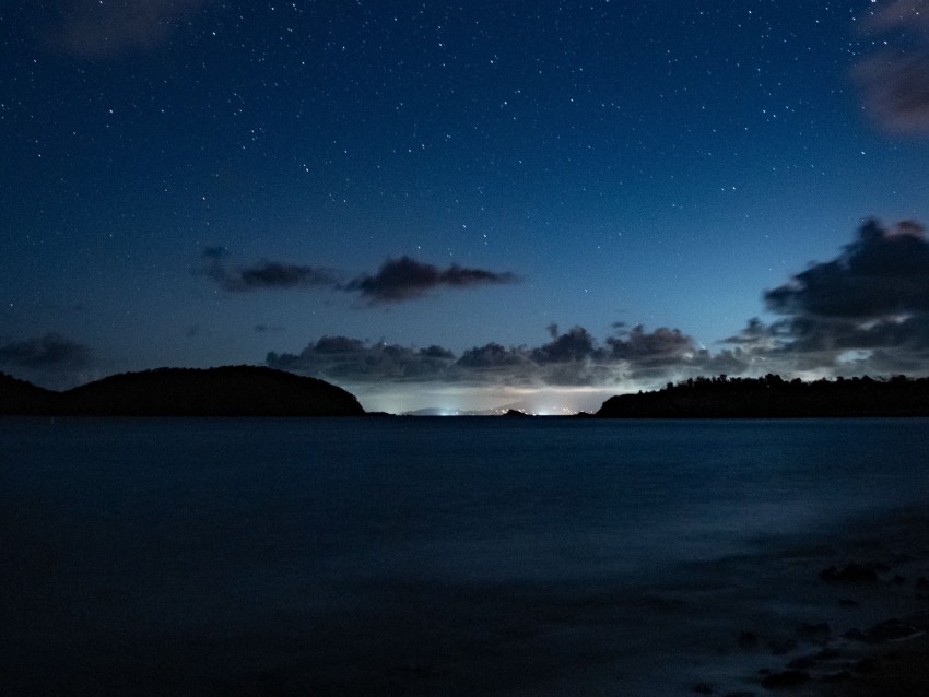 Starry Sky Night Horizon Island Stars Shine Png - Free PNG Images