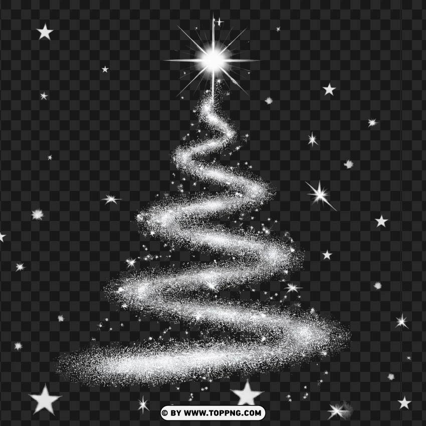 Starry Spiral Christmas Tree With White Glow PNG Transparent Background