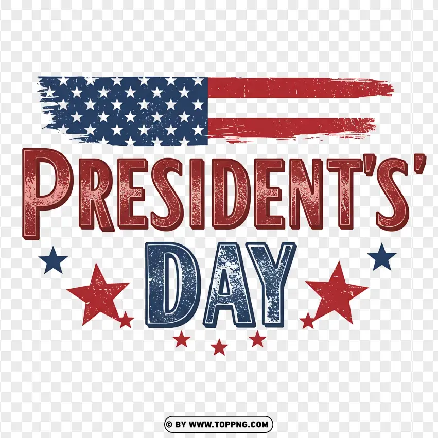 Presidents Day Bold Typography With Flag Design PNG Transparent Background