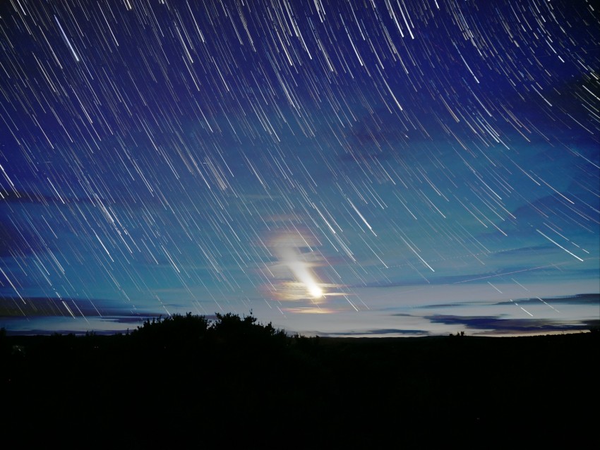 Stars Moon Night Dark Blur Long Exposure Png - Free PNG Images