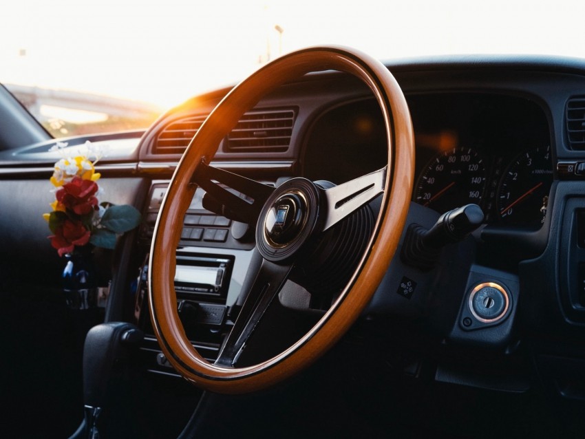 steering wheel, car, interior, salon, panel