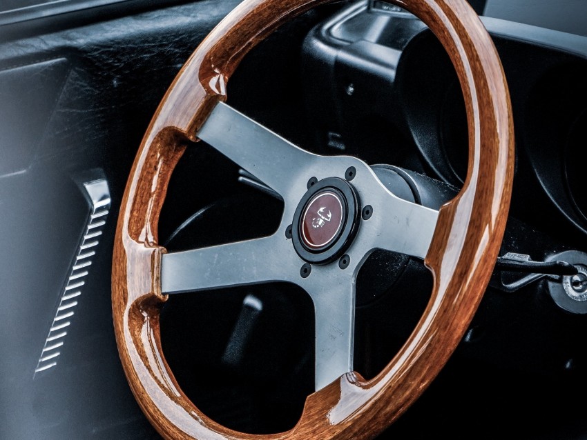 steering wheel, wooden, car, salon