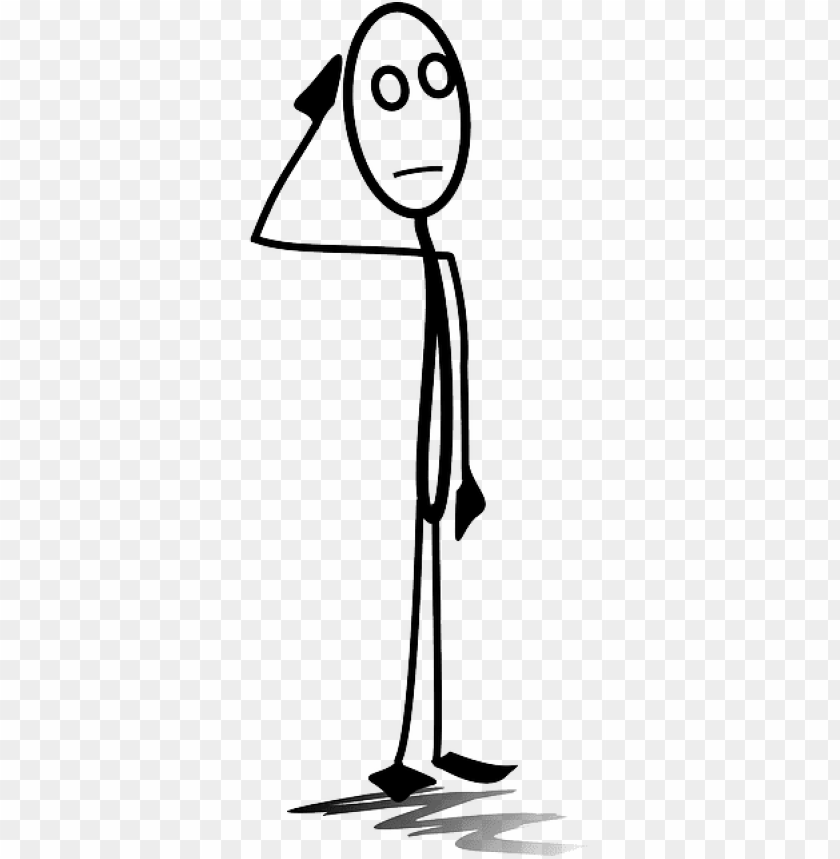 Transparent background PNG image of stick figure thinking - Image ID 70066