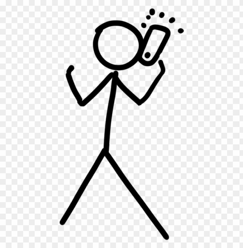 Transparent background PNG image of stick man holding smartphone - Image ID 70067