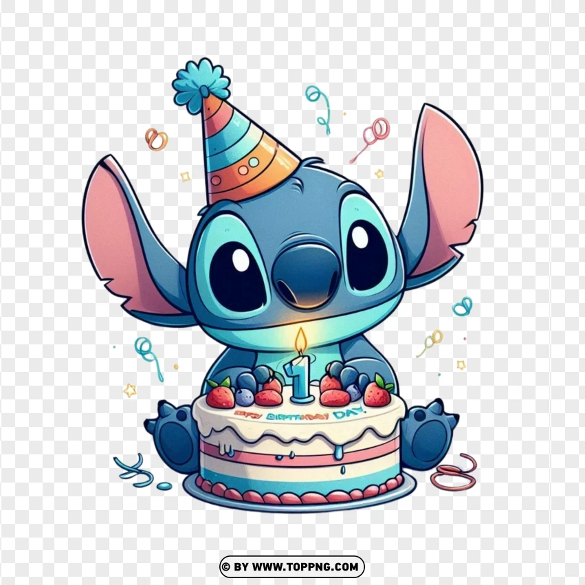 Stitch For Birthday Celebrations PNG Transparent Background