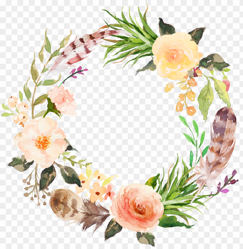 Toc  Flower Clip Art Ae Thetic  Tyle Floral Wreath - Floral Wreath PNG Image With Transparent Background