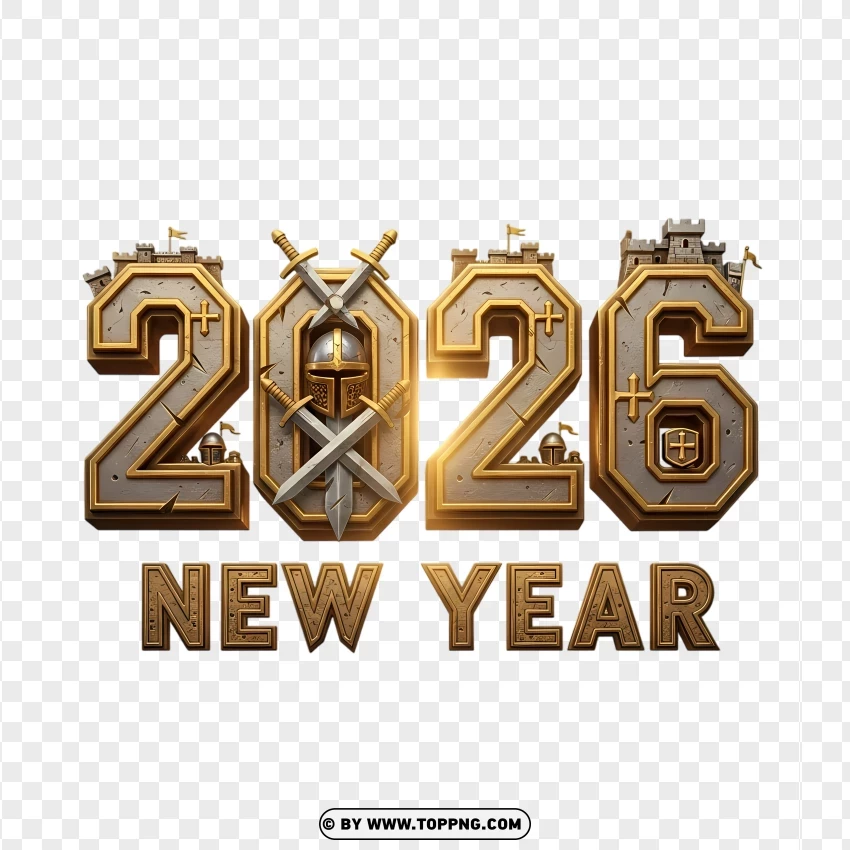 Crusader Stone Style 2026 Typography PNG Transparent Background