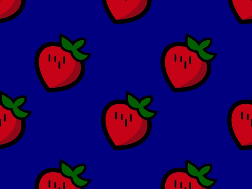 strawberry, patterns, texture, blue, red