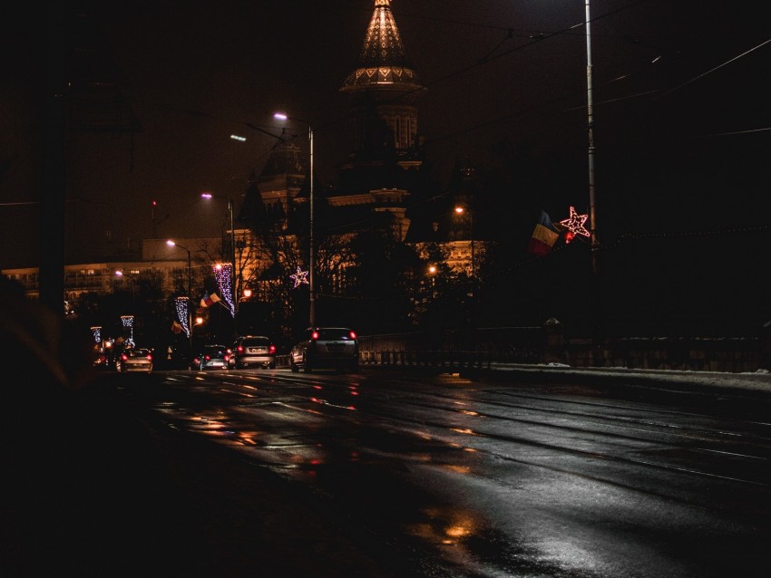 street, night city, traffic, night, city lights