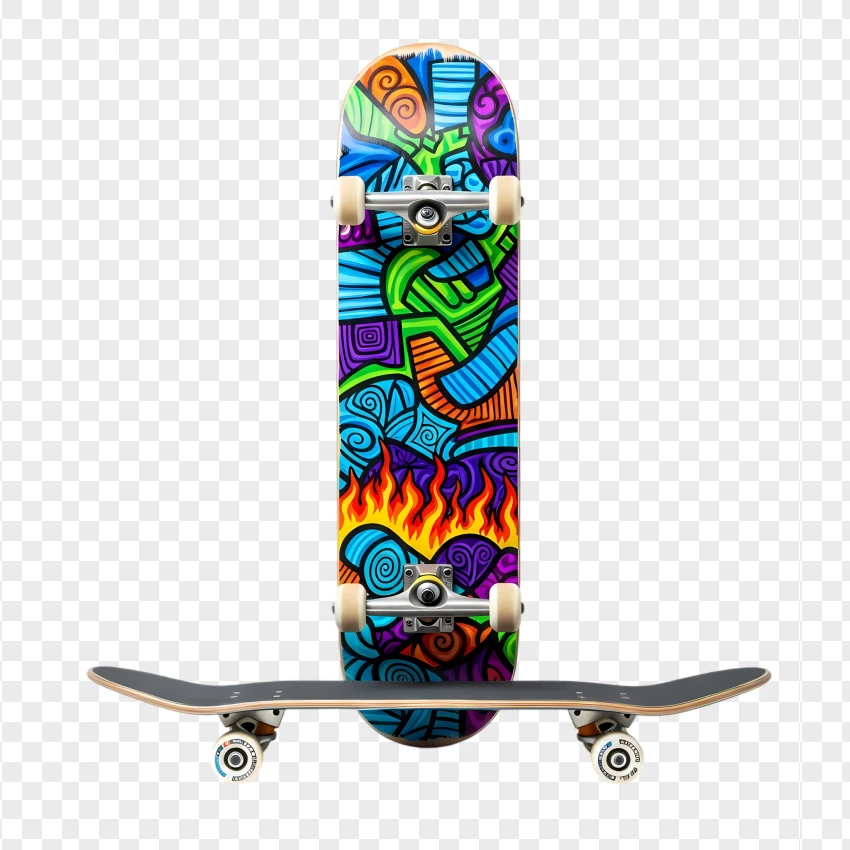Street Skateboard With Abstract Art Design PNG Transparent Background