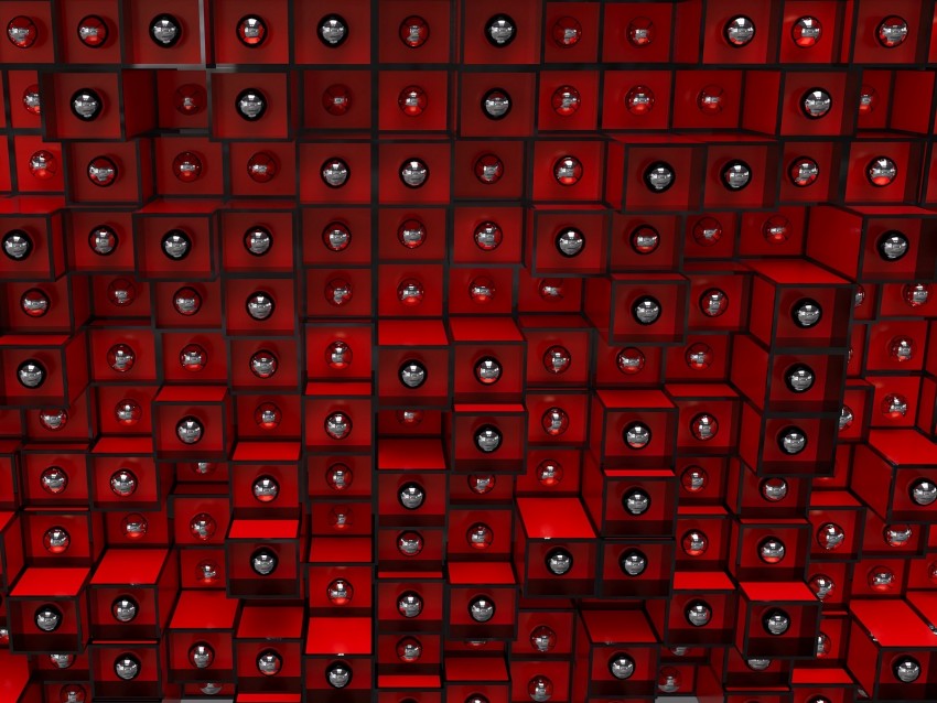 structure, cubes, red, 3d