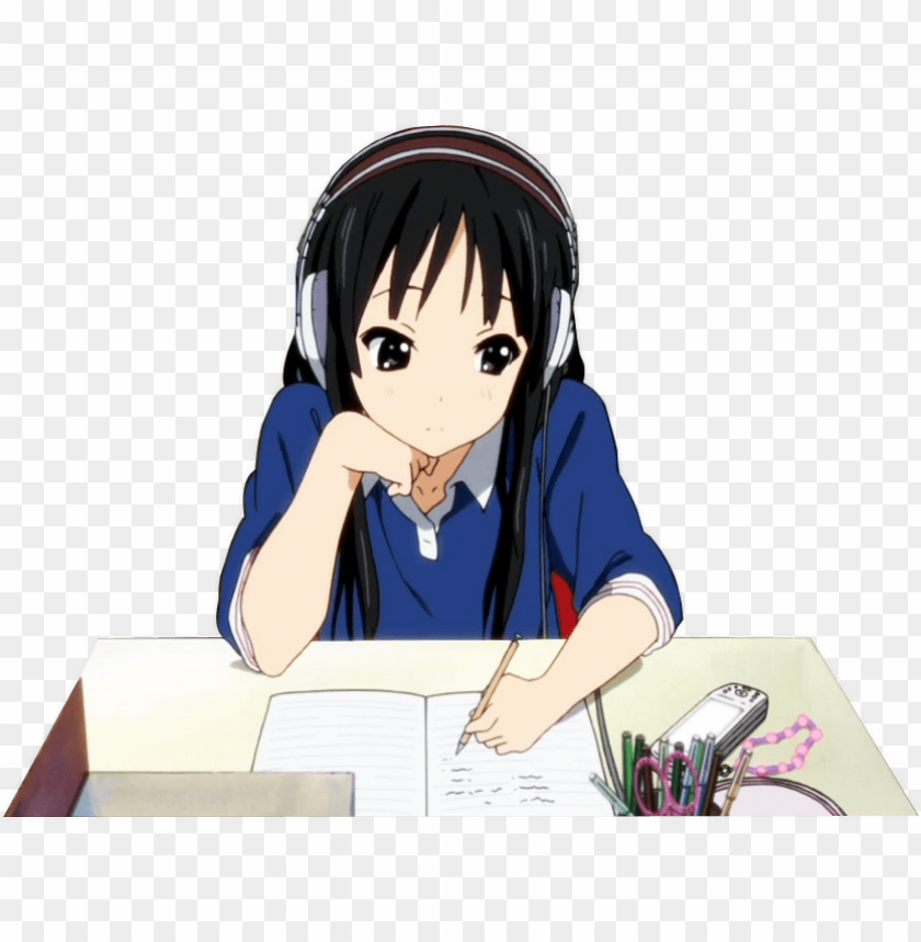 studying , - anime girl doing homework PNG image with transparent  background | TOPpng