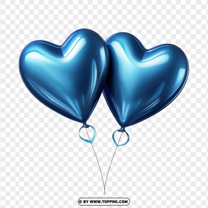 Stunning Blue Twin Heart Love Balloons Hd PNG Transparent Background