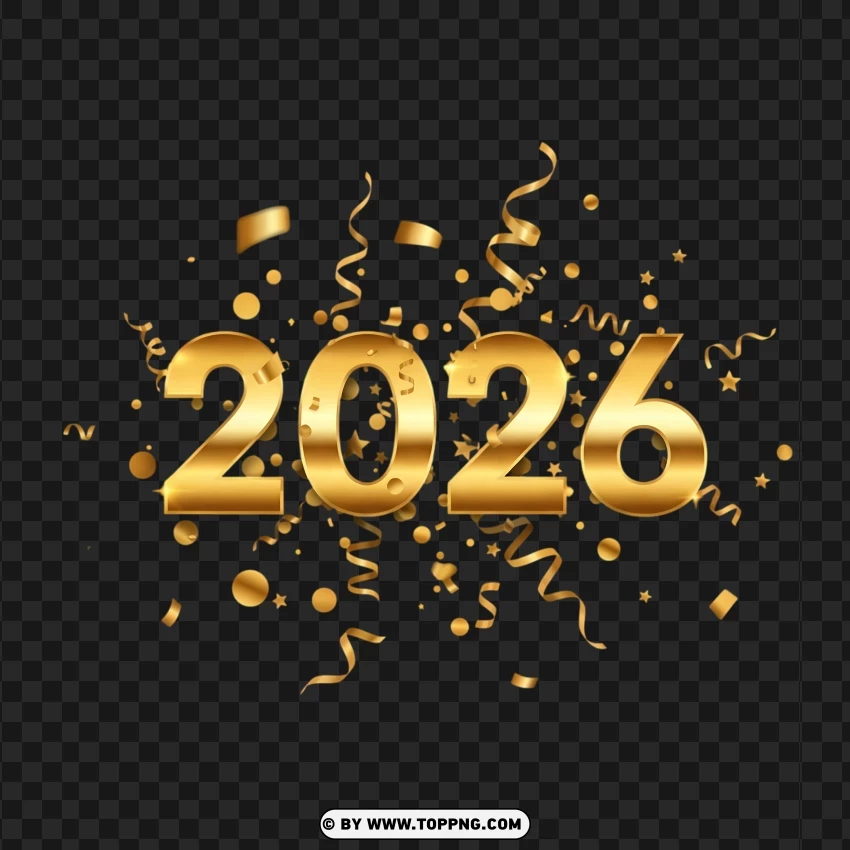 Stylish Gold 2026 New Year Holiday Poster PNG Transparent Background