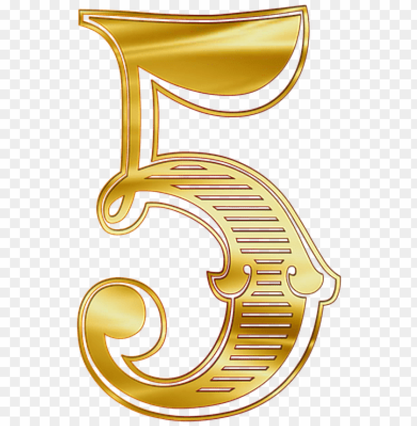 Stylish Printable Numbers 0 9 Gold Numero 5 En Dorado PNG Transparent