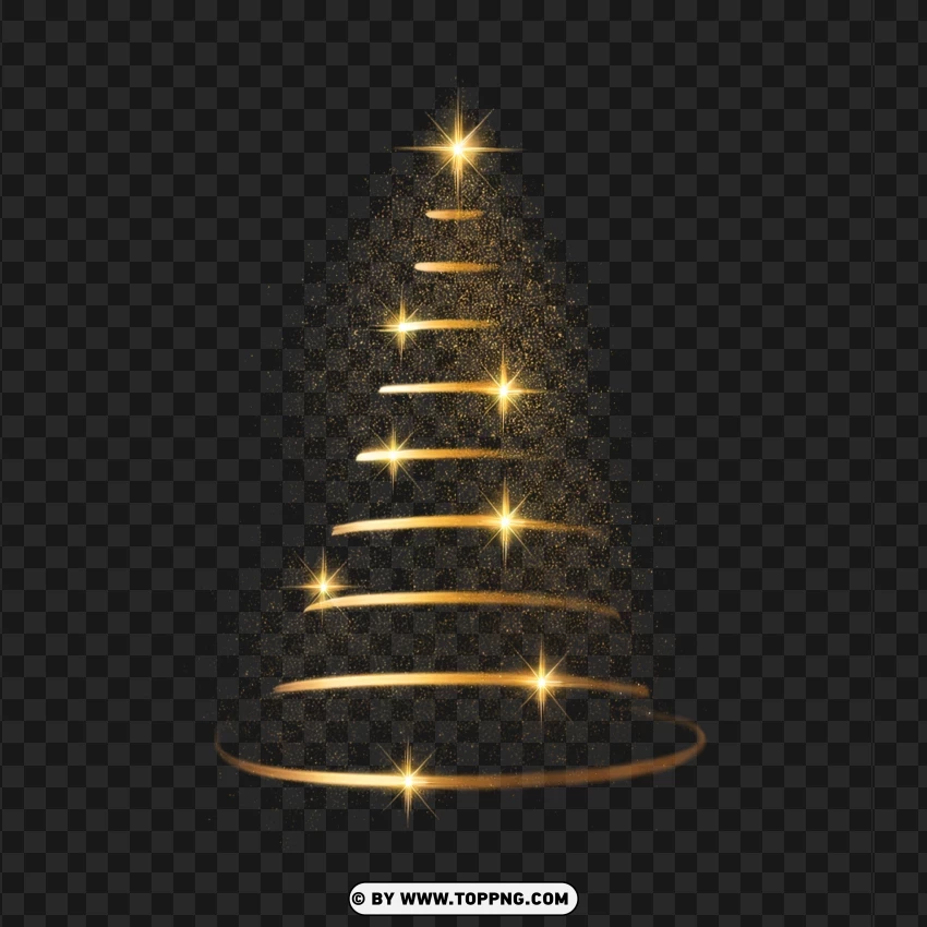 Stylish Spiral Christmas Tree With Glowing Star PNG Transparent Background