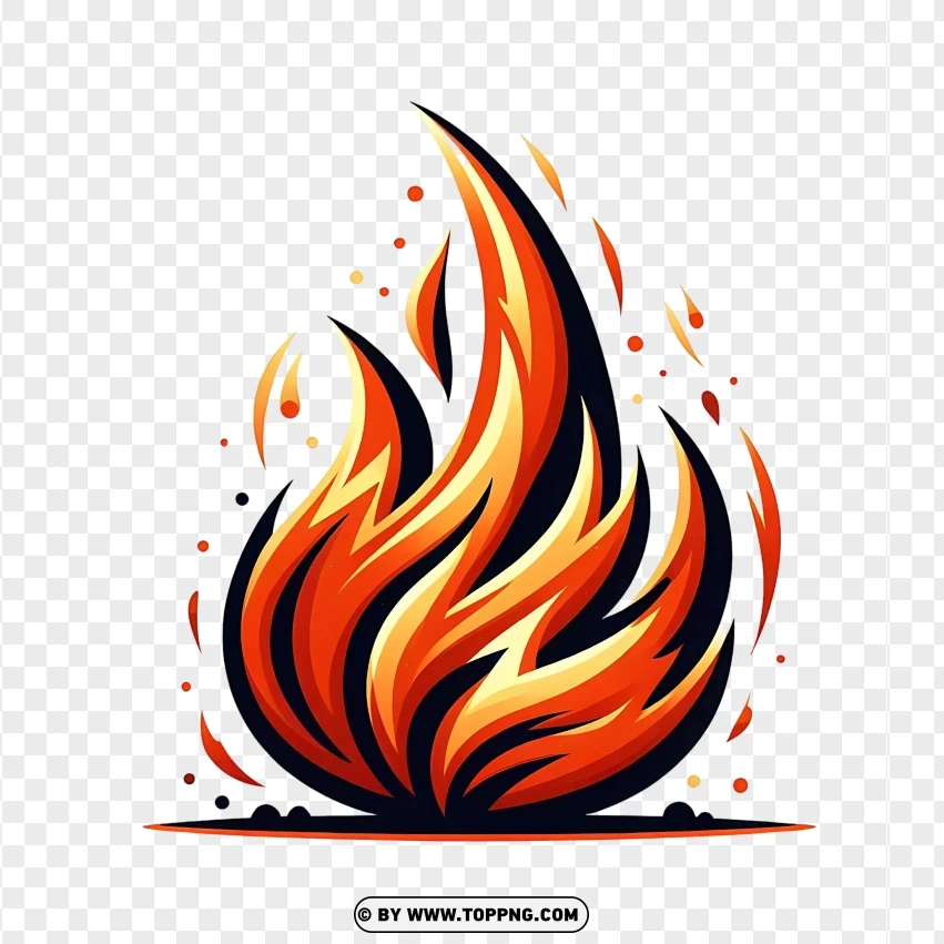 Stylized Fire Flame Icon With Bold Colors And Hot Flames PNG Transparent Background