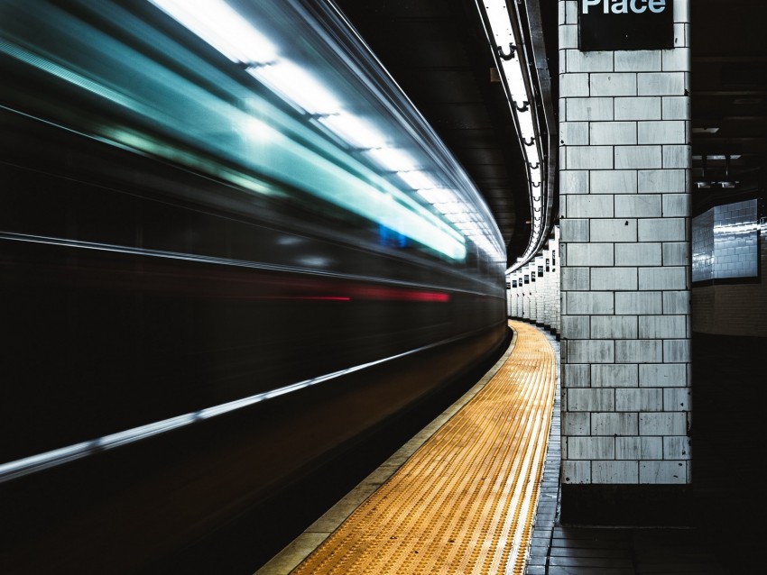 subway, station, light, motion, long exposure