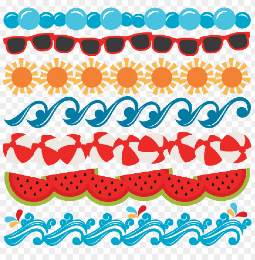 Summer Borders - Summer Line Border Clipart PNG Transparent Background