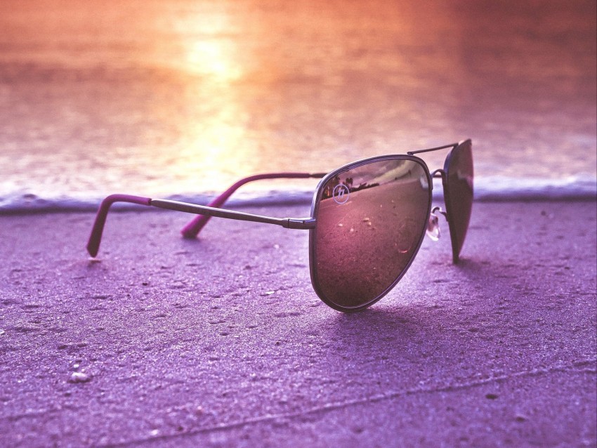 sunglasses, glasses, sea, sunset