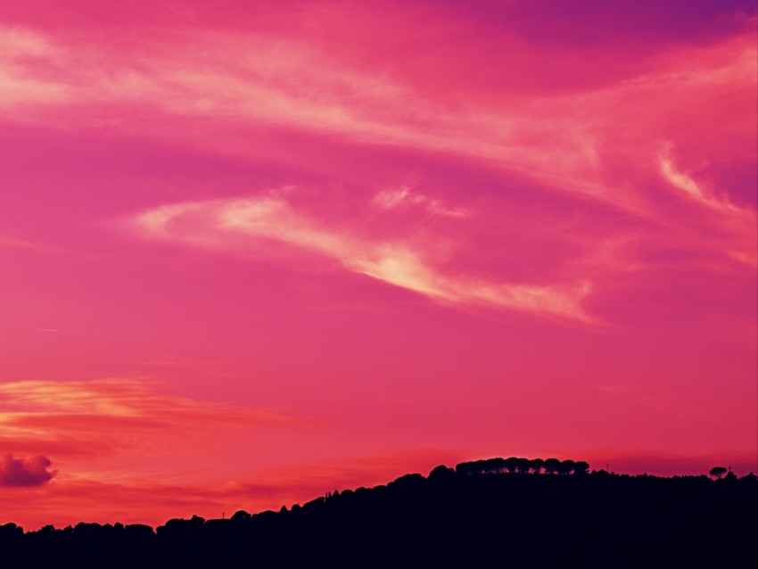 sunset, dusk, dark, sky, pink