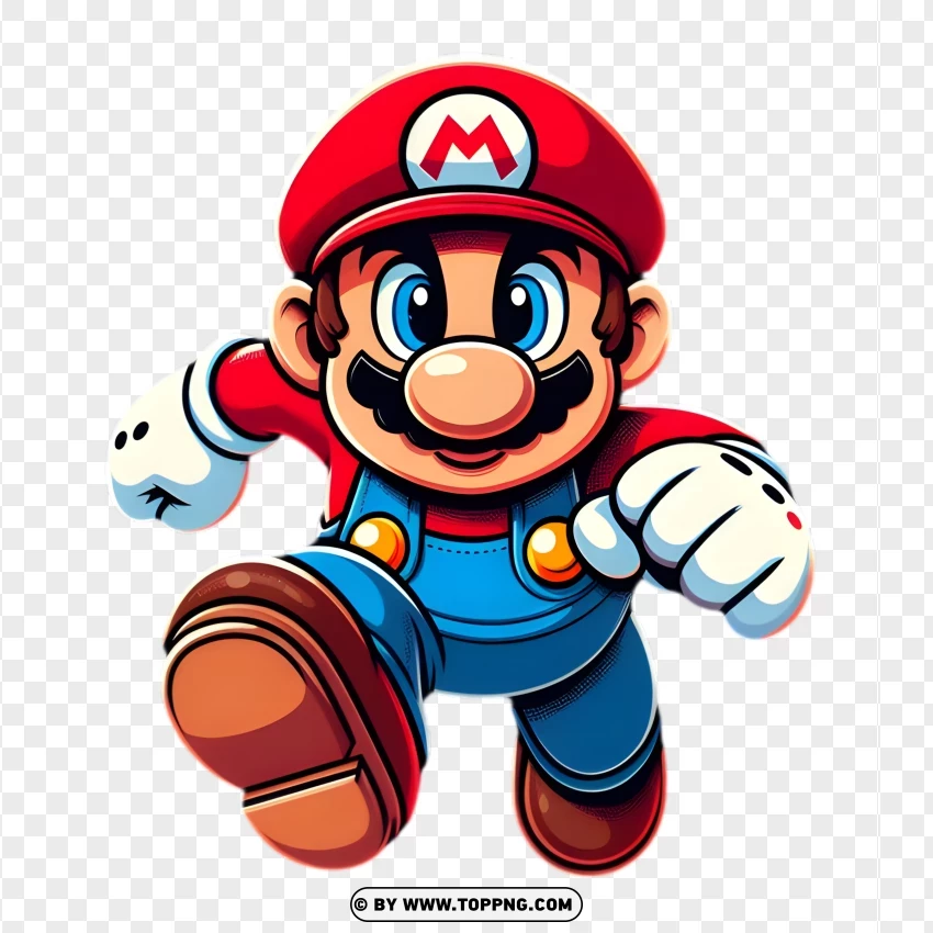 Super Mario Jumping Into Action No Image PNG Transparent Background