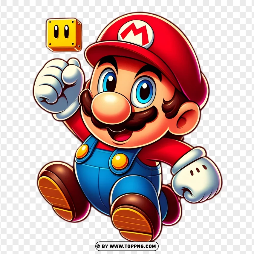 Super Mario Jumping With A Question Block ٠٥٠٠٢٩ PNG Transparent Background