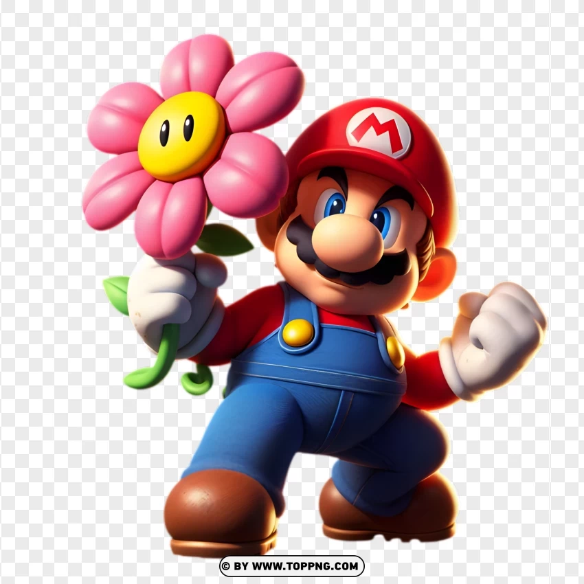 Super Mario Proudly Displaying A Flower PNG Transparent Background