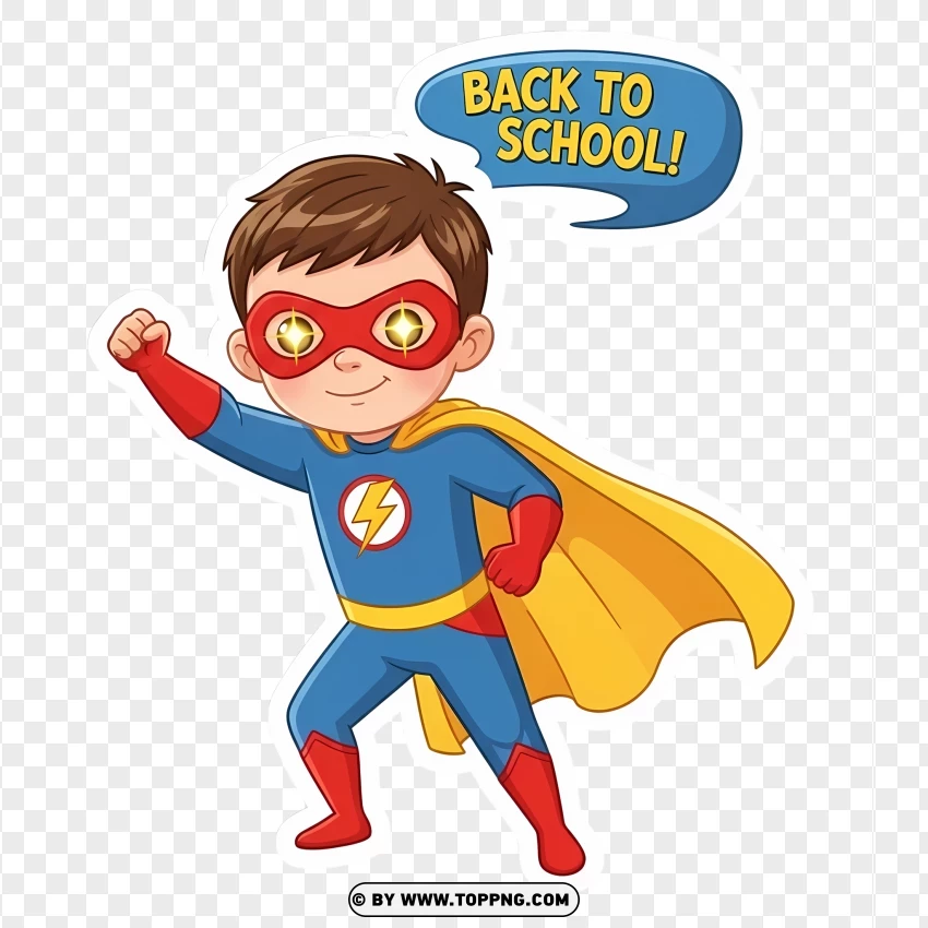 Superhero School Sticker Illustration PNG Transparent Background