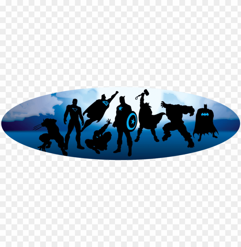 superhero silhouette banner oval - marvel heroic silhouettes PNG image with transparent background@toppng.com