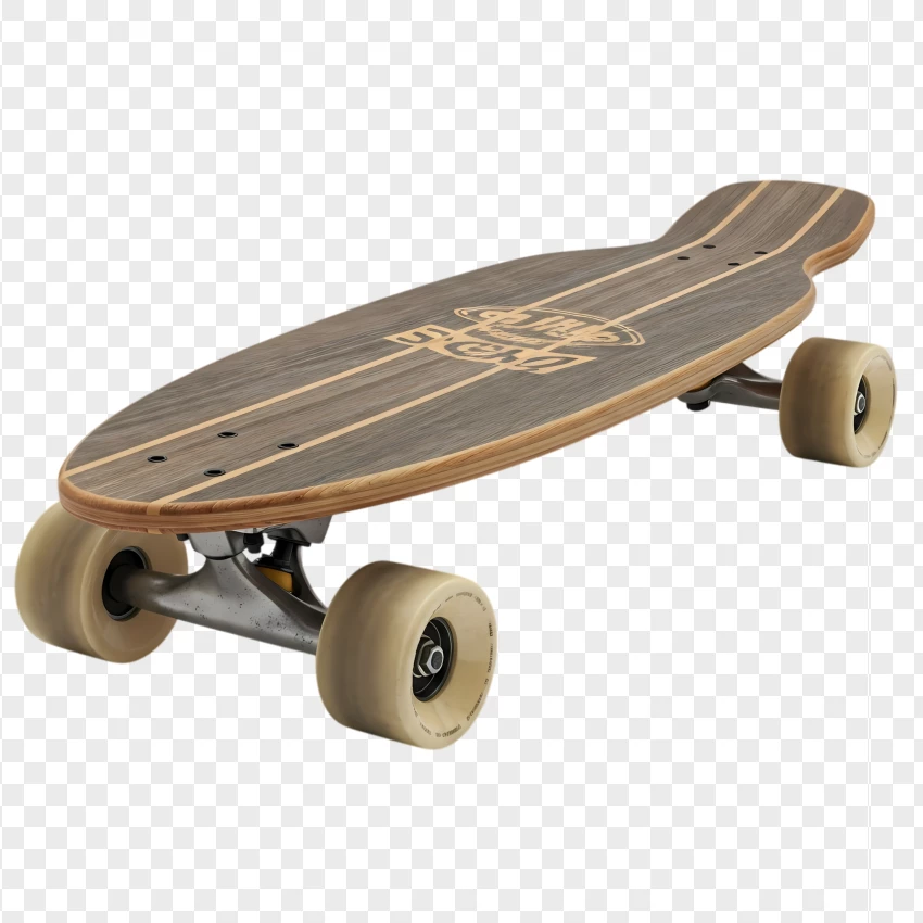 Surf Style Wooden Longboard Skateboard PNG Transparent Background
