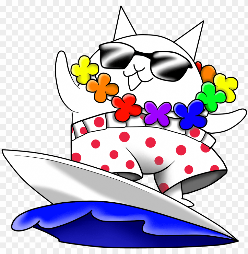 surfer cat the battle cats game PNG transparent with Clear Background ID 76237