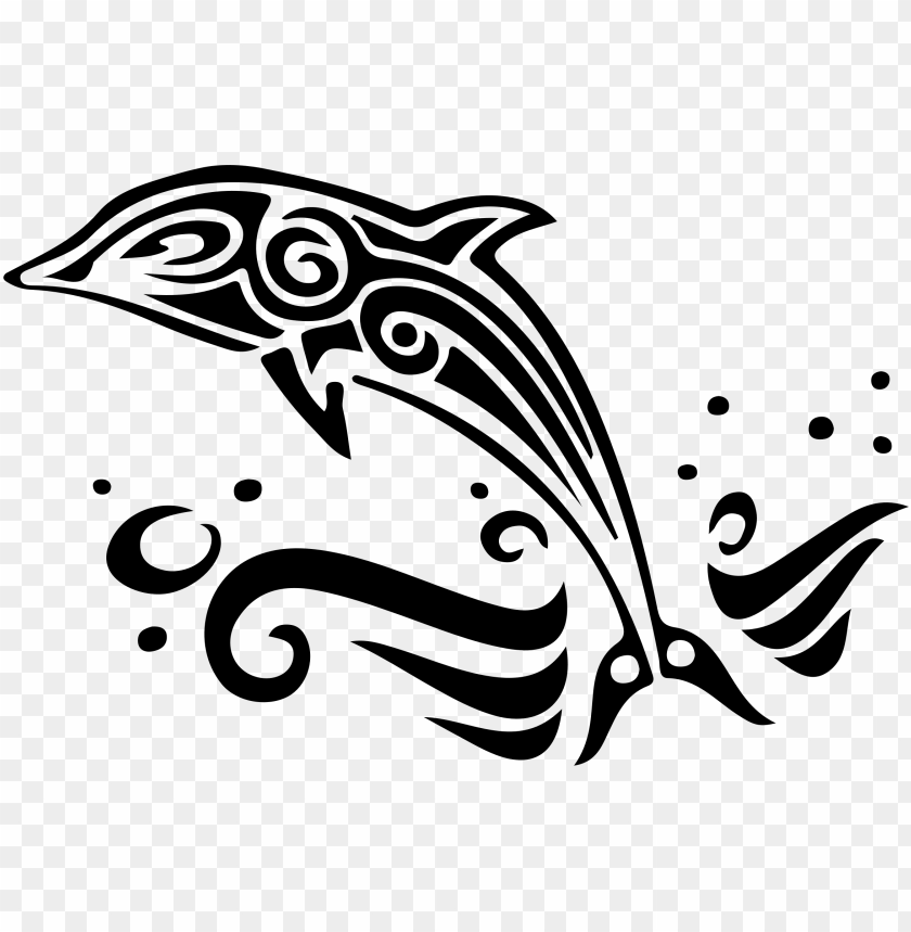 clipart dolphin black and white