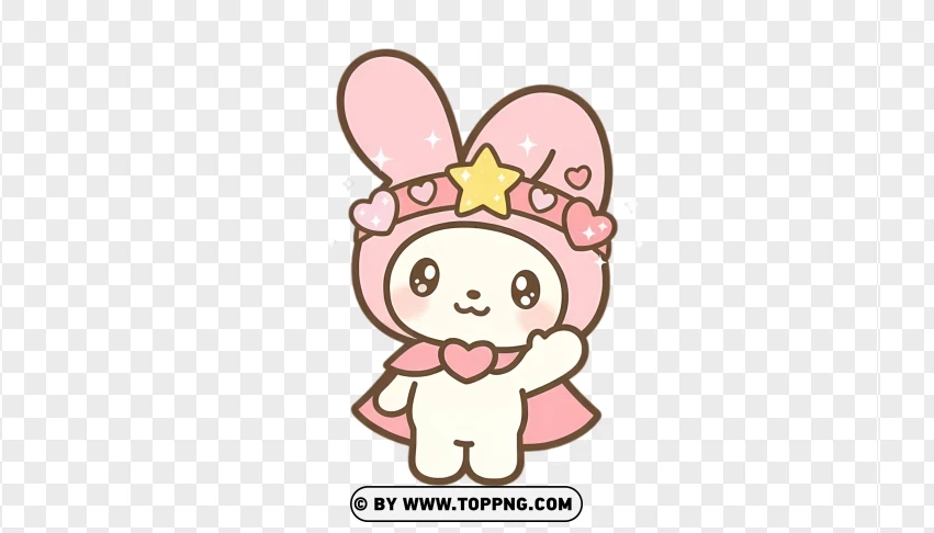 Chibi bunny wearing sparkling stars headband in sweet style