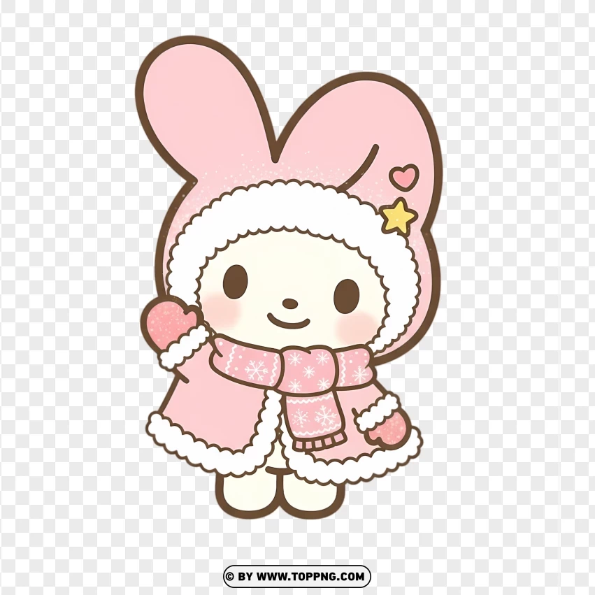 Soft pastel bunny dressed in gentle winter theme