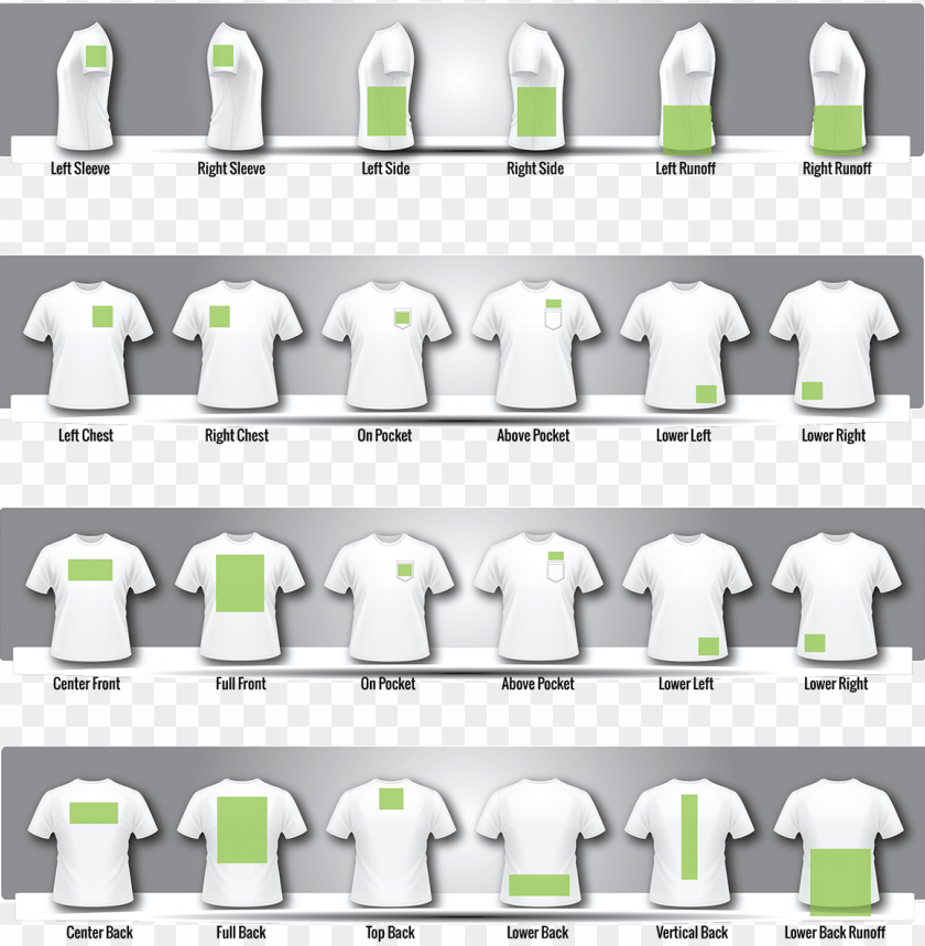 T Shirt Design Size Template - T Shirt Printing Sizes PNG Transparent Background