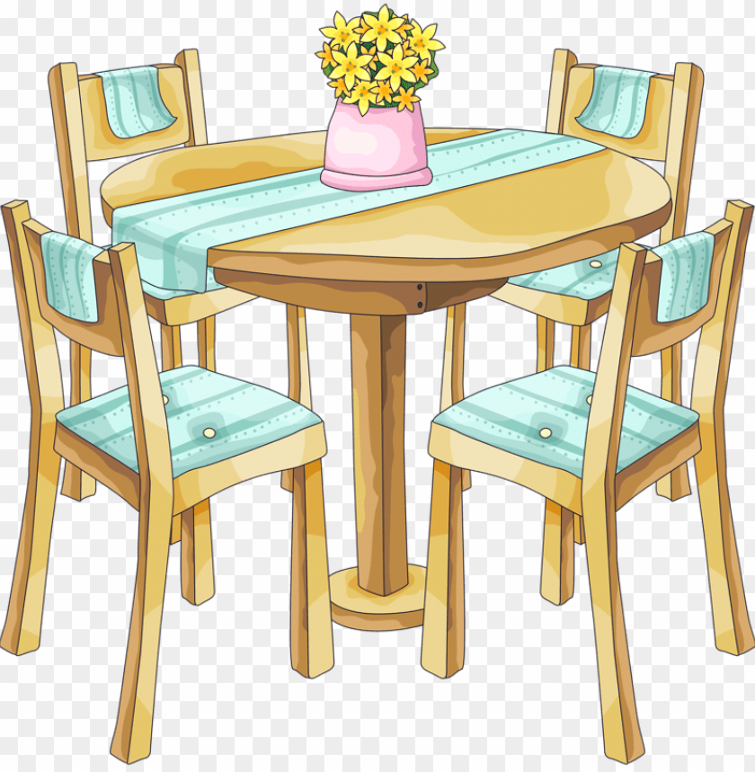 Table And Chairs Home Clipart Office Wall Decor Kitchen Table Clipart Png Image With Transparent Background Toppng