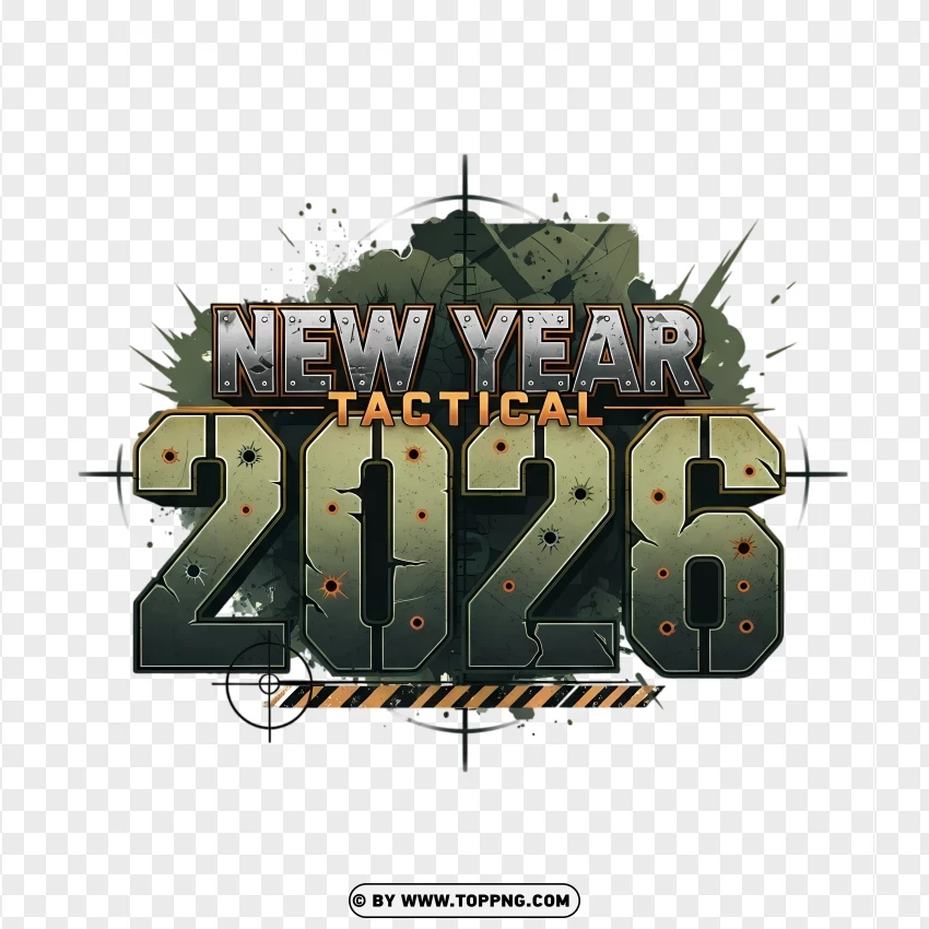 Battle Royale Tactical Style 2026 Typography PNG Transparent Background