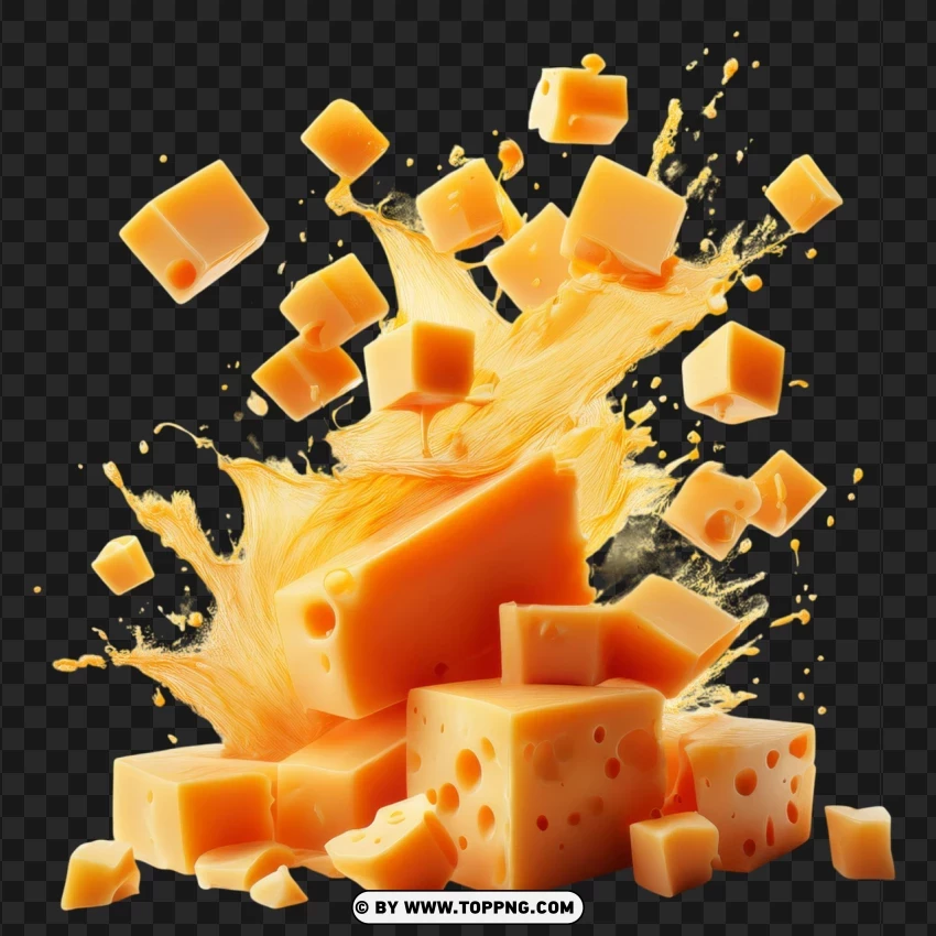 Realistic Melting Cheddar Cheese Block PNG Transparent Background