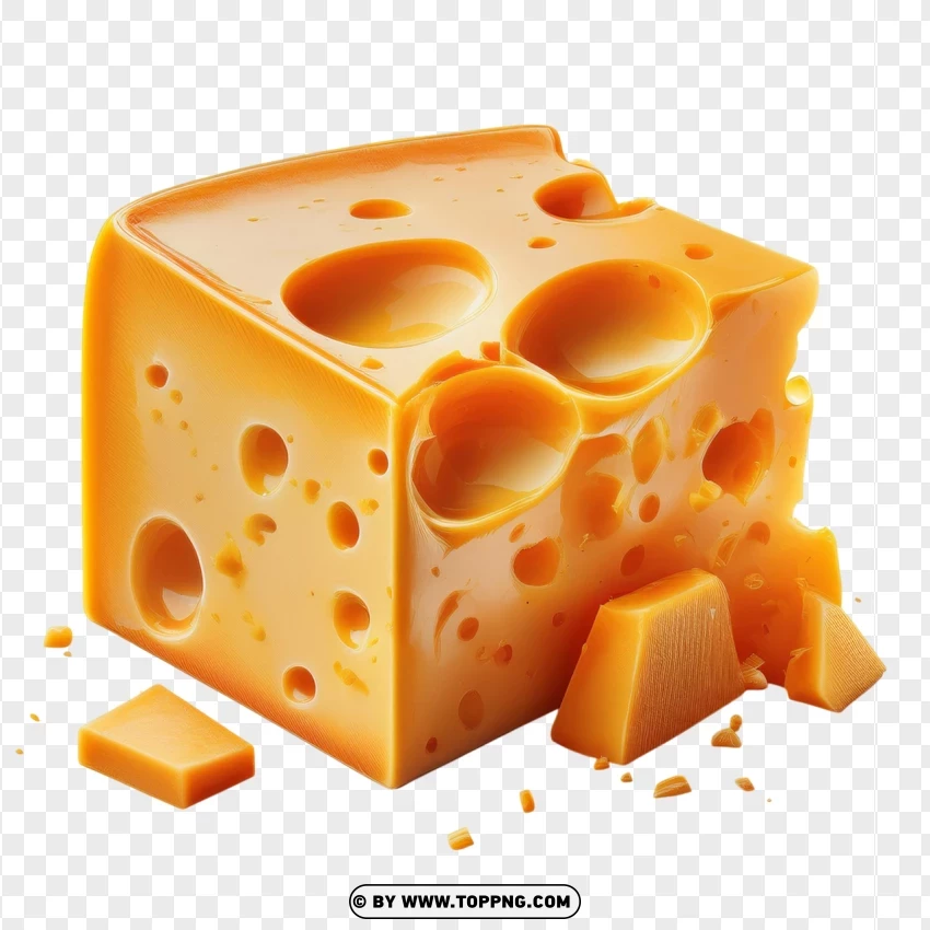 Classic Swiss Cheese Block PNG Transparent Background