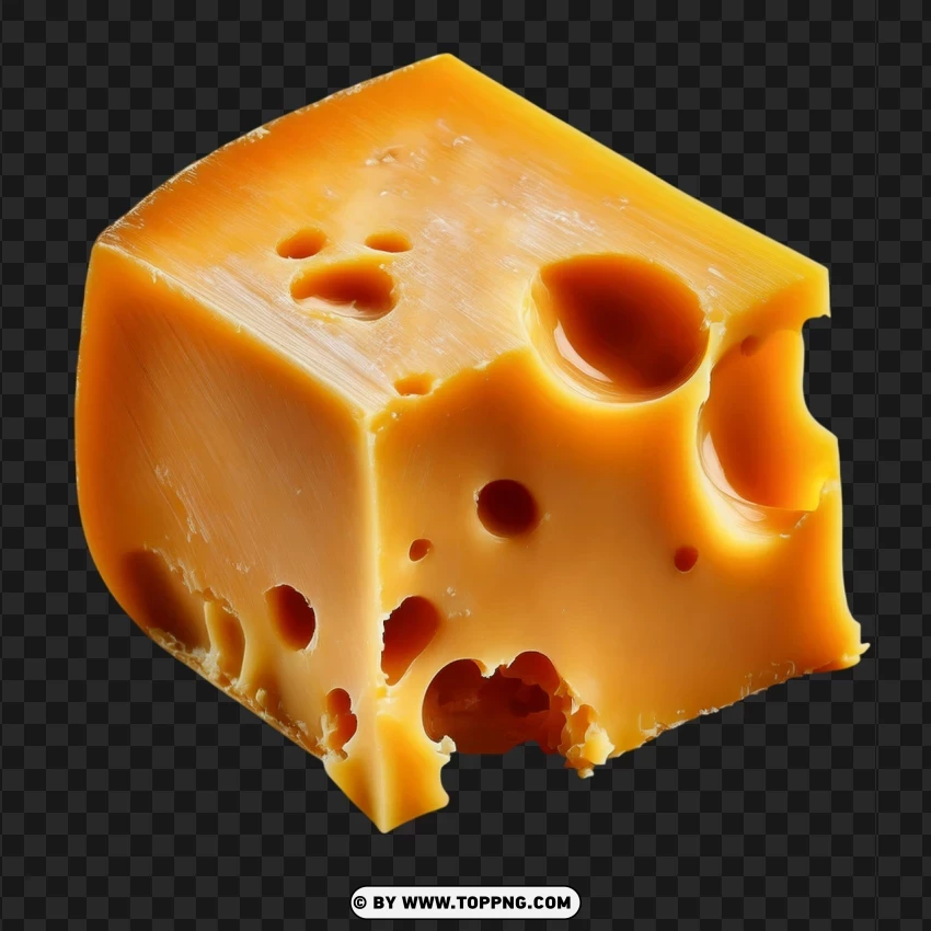 Realistic Swiss Cheese Wedge With Holes PNG Transparent Background