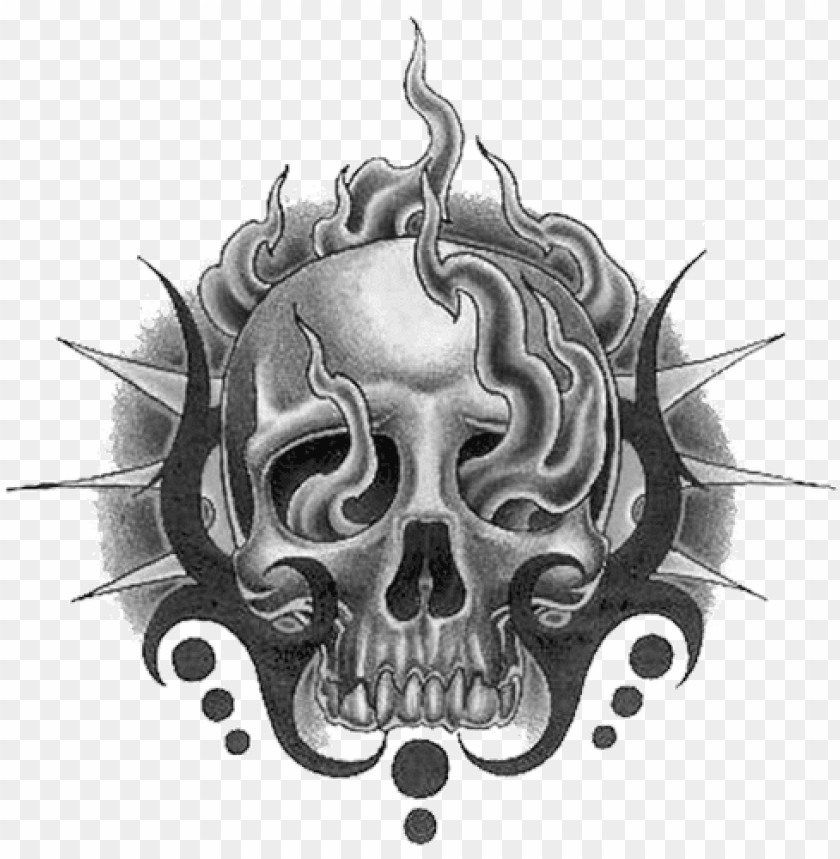 tattoo skull png - tribal phoenix and skull drawings PNG ima