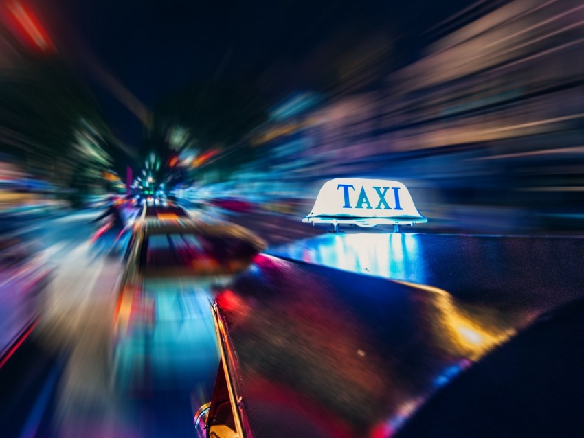 taxi, cars, traffic, motion, blur, long exposure