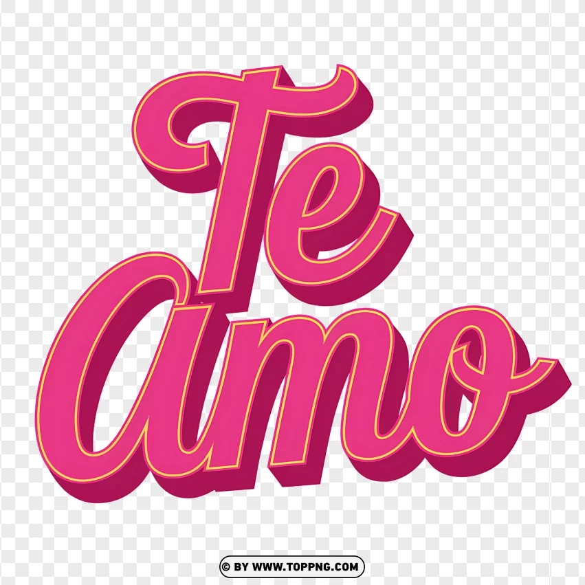 Te Amo Typography In Bold Pink For Romantic And Love-themed Designs PNG Transparent Background