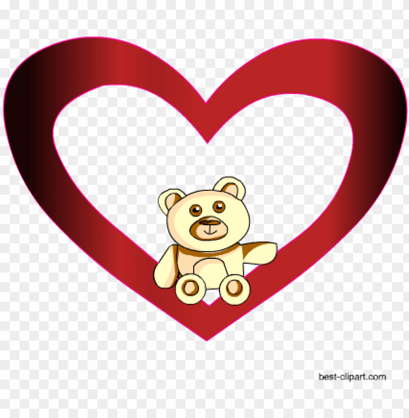 Teddy Bear Sitting In Heart Free Png Clipart - Teddy Bear Inside Heart PNG Transparent With Clear Background ID 284191